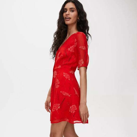 WILFRED x ARITZIA Button Front Dress Flame Scarlet Red {VV31} - Picture 2 of 7